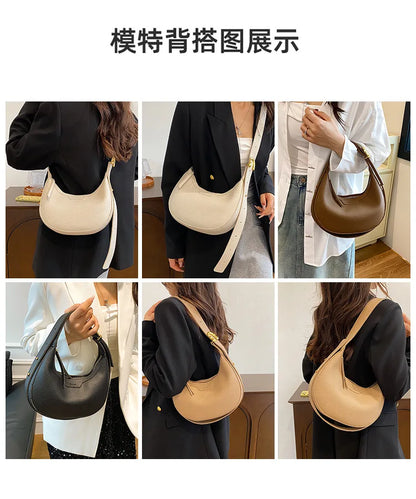 Women Underarm Bag Fashion Hobos Half Moon Saddle Shoulder Bags Luxury Pu Leather Crossbody Bag Phone Purses 2024 Commuting Bags