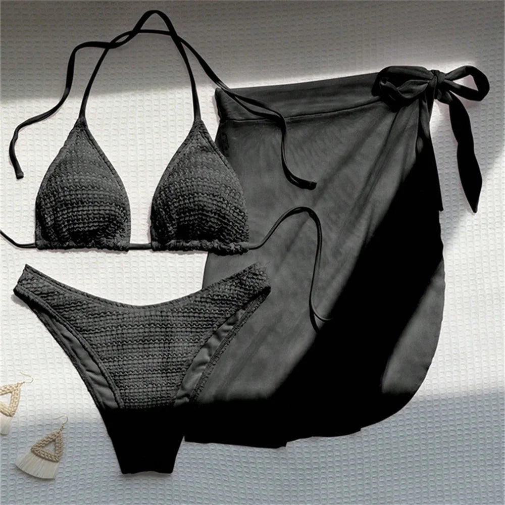 Sexy Pink Bikini Extrem String Backless Swimwear Mesh Skirt Women Push Up Swimsuit Black Y2K Thong Bikinis Beach Vacation Outfit