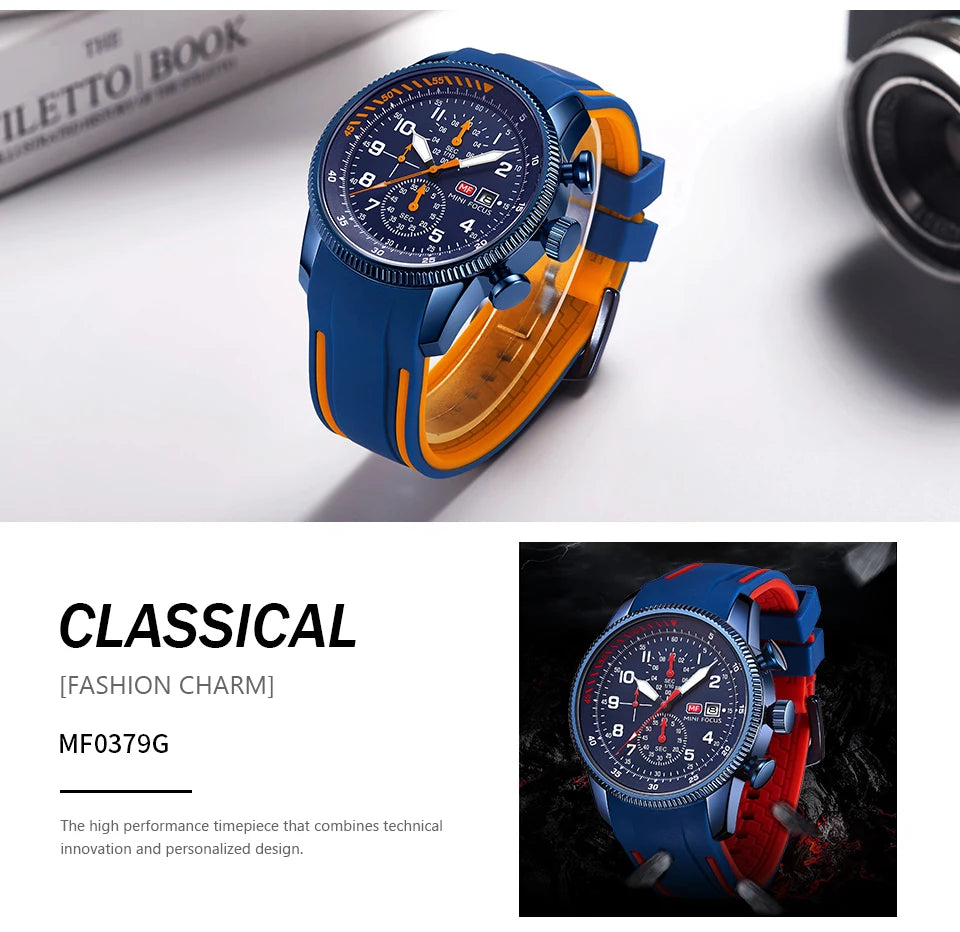 MINI FOCUS Electronic Quartz Mens Watches Auto Date Wristwatch Water Resistant Clock Gift for Men relogio masculino 0379G