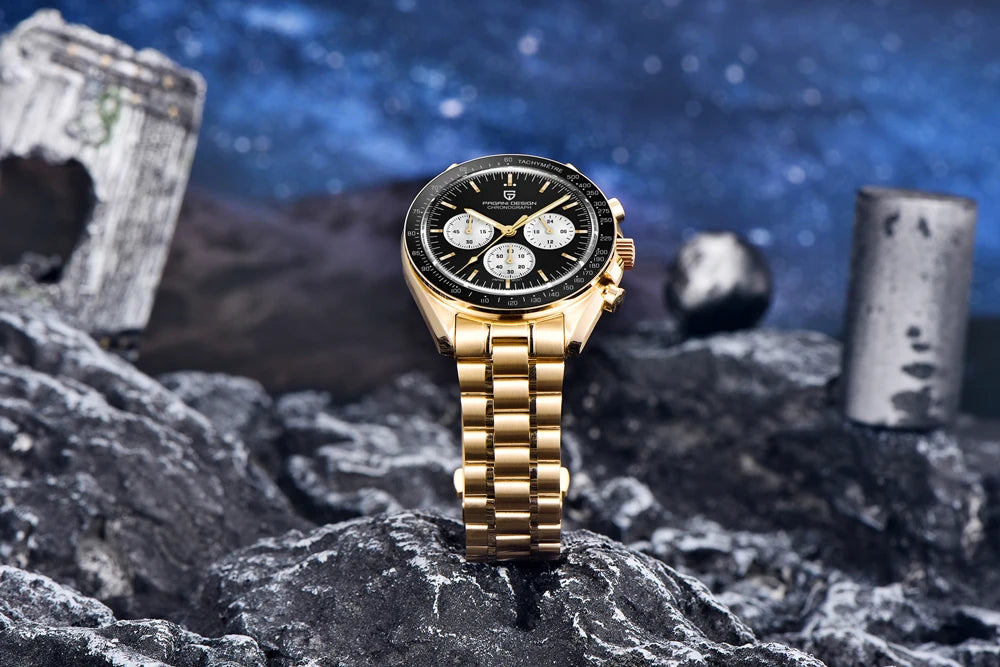 2026 New PAGANI DESIGN Gold Men's Quartz Watches Luxury VK63 Speed Sports Chronograph Watch Men AR Sapphire Ceramic Bezel Clock