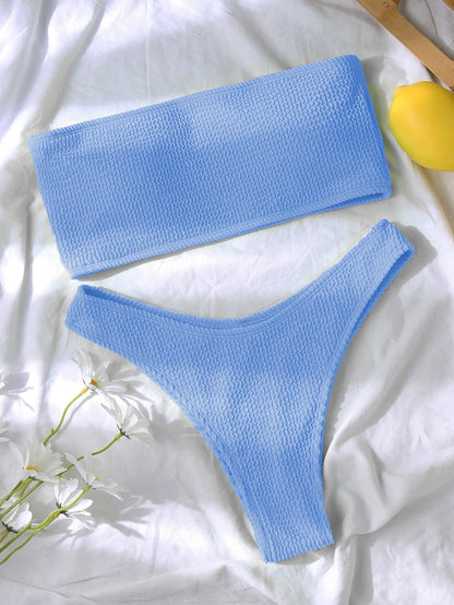 Fashion Bikini Textured Swimwear Women 2026 High Cut Swimsuit Women Bathing Suits Solid Brazilian Bikinis Set