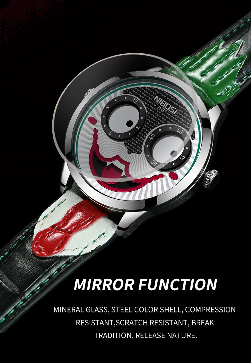 Cool Joker Watch Men Classic Men's Clown Watches Fashion Leather Strap Waterproof Quartz Wristwatches Reloj Hombre Drop Shipping