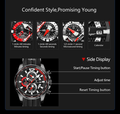 POEDAGAR Original Fashion Men Watch Date Chronograph Silicone Sports Man Clock Luminous Waterproof Military Quartz Men's Watches