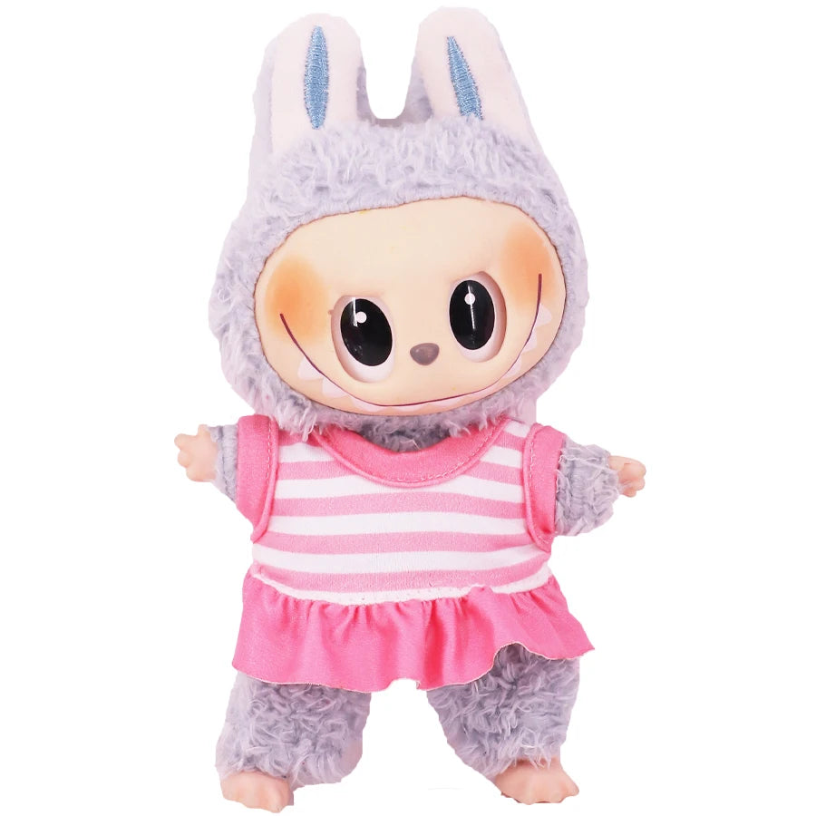 For Labubu Doll Clothes Swimsuit Cute Shark Slippers 15-17Cm Plush Doll Glasses Straw Hat,For labubu Accessories Holiday Gifts