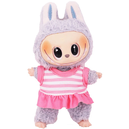 For Labubu Doll Clothes Swimsuit Cute Shark Slippers 15-17Cm Plush Doll Glasses Straw Hat,For labubu Accessories Holiday Gifts