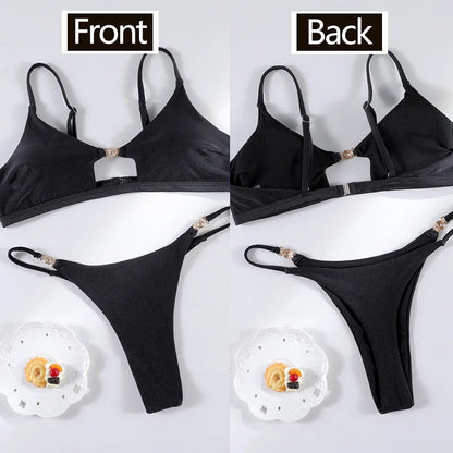 Miyouj Push Up Bikinis New Two Piece Suit 2026 Bathsuit Sexy Bikini Sets Hollow Out Swimsuit String Bathwear Low Waist Swimwear
