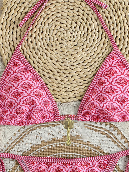"2026 New Triangle Bikini Set - Floral Print Push Up Swimsuit & Brazilian Bottoms"