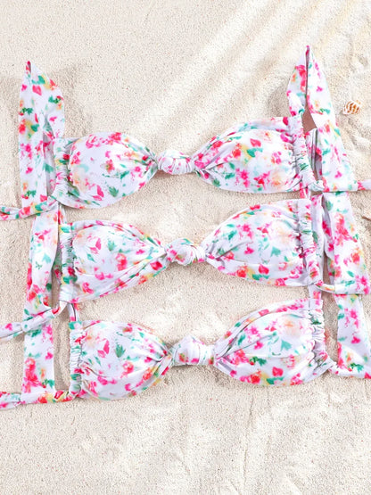 ZRTAK Push Up Bikinis Set Two Piece Suit Women Swimsuit 2025 Bathing Suit Sexy Bikini Swimwear Print Beachwear Tied Biquinis