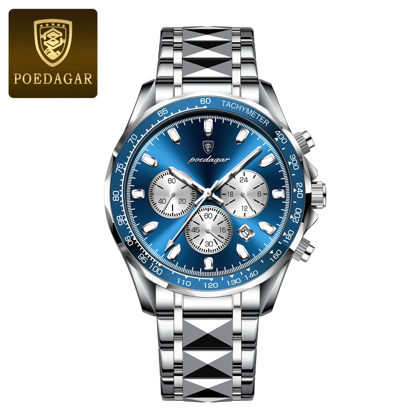 POEDAGAR Top Luxury Men Watch Chronograph Waterproof Luminous Date Man Watch Stainless Steel Sports Fashion Quartz Men's Watches