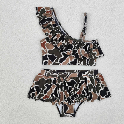 Wholesale Children Summer Grey Camo Print Swimsuit Kid Stretchy Swimwear Infant Matching Baby Boy Girl Swimming Trunks Shorts