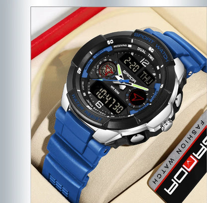 SANDA 6197 Top Class Men's Korean Student Electronic Watch Sports Multi functional Alarm Clock Waterproof Men's Watches 2024