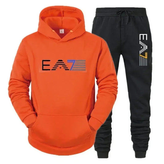 Men's sportswear set, fashionable and casual, autumn and winter men's sportswear+pants two-piece set