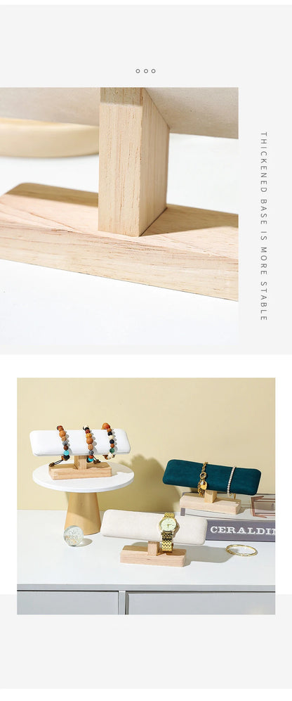 1Pc Wooden Watches Display Stands Base Watch Necklace Bracelet Organizer Rack Bangle Scrunchie Headband Showcase Stands