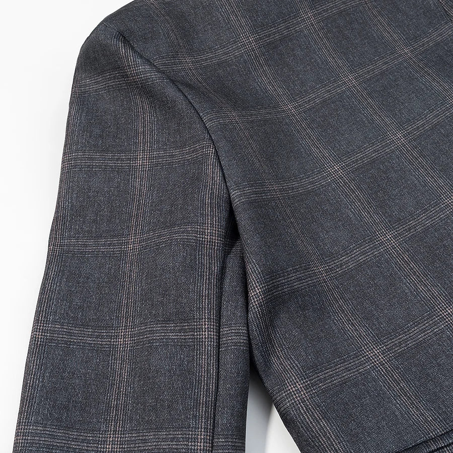 HH Women Fashion Plaid Blazer Coat Stand Collar Long Sleeve Jacket 2026 Spring Trend Casual Office Lady Chic Outerwear