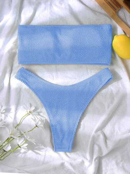 Fashion Bikini Textured Swimwear Women 2026 High Cut Swimsuit Women Bathing Suits Solid Brazilian Bikinis Set