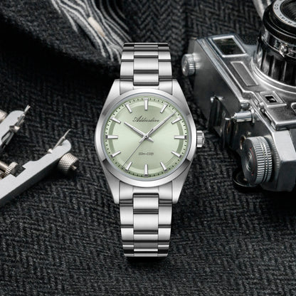 ADDIESDIVE Hot Sale AD2066 Mens Watch 36mm Bubble Mirror Glass Mint Green Quartz Watches Waterproof Luxury Stainless Steel Clock