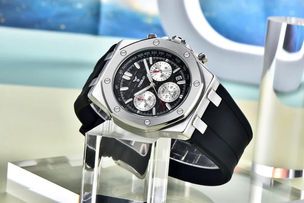 2025 New TYBERLEY Men's Watches Top Brand Luxury Quartz Watch Men Chronograph Wristwatches Sports Waterproof Luminous Grid Clock