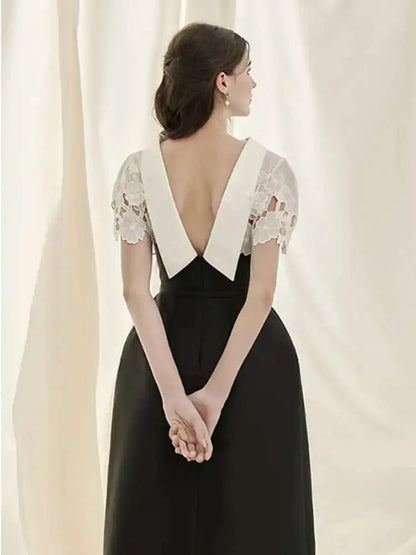 DEAT 2026 Spring Women's Lace Crochet Backless Dress Fashion Trendy Sleeveless Patchwork High Waist Dresses Female New 15C119