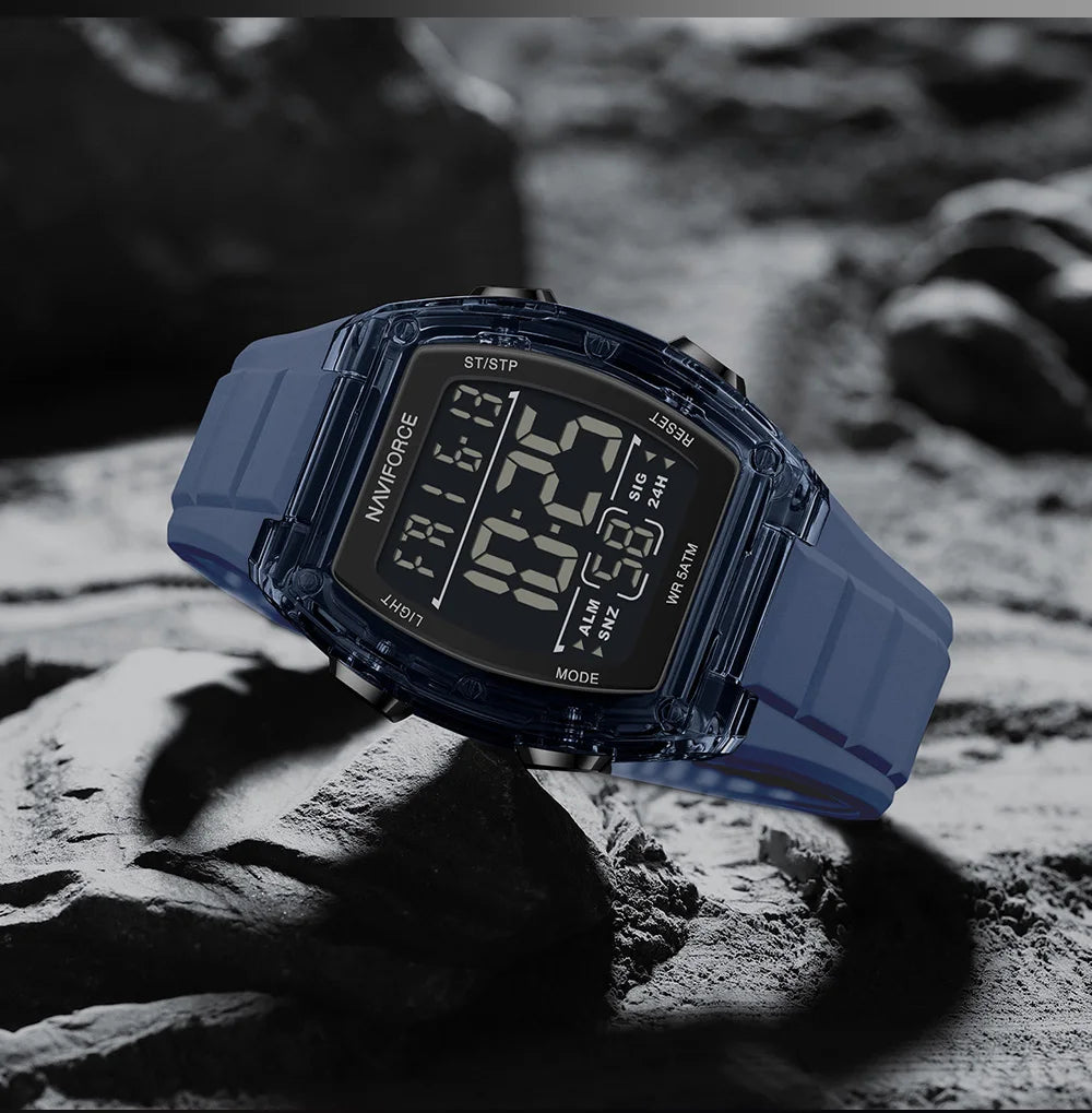 NAVIFORCE Top Brand Luxury Mens Watches Alarm Stopwatch LED Digital Backlight Display Waterproof Sport Watch Men Montre Homme