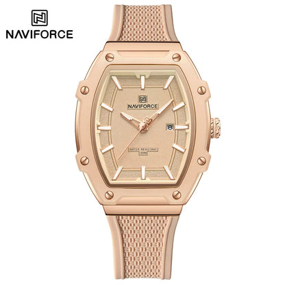 NAVIFORCE Elegant Ladies' Watch Fashion Luminous Pointer 3ATM Waterproof Calendar Display Silicone Strap Women's Quartz Watches