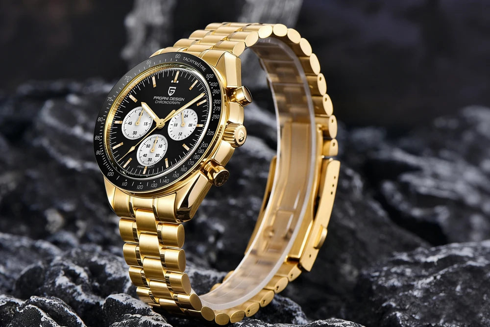 2026 New PAGANI DESIGN Gold Men's Quartz Watches Luxury VK63 Speed Sports Chronograph Watch Men AR Sapphire Ceramic Bezel Clock