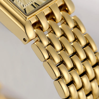 BERNY Luxury Women's Watches Fashion Ladies Square Casual Golden Quartz Watch Solid Stainless Steel Rectangle Girls Wristwatch