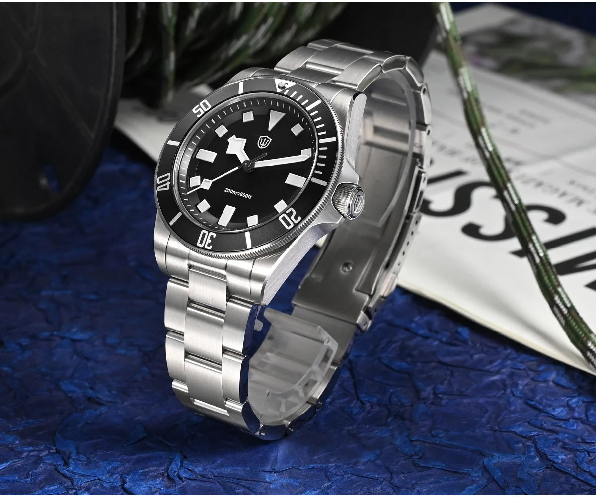 Watchdives WD1969 Pro Watch VH31 Sweep Seconds Quartz Movement Waterproof BGW9 Luminous Sapphire Glass 38mm Vintage Men Watches