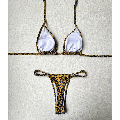 S - XL Leopard Halter Mini Micro Thong Bikini Women Swimwear Female Swimsuit Two-piece Bikini set Bather Bathing Suit Swim K5207