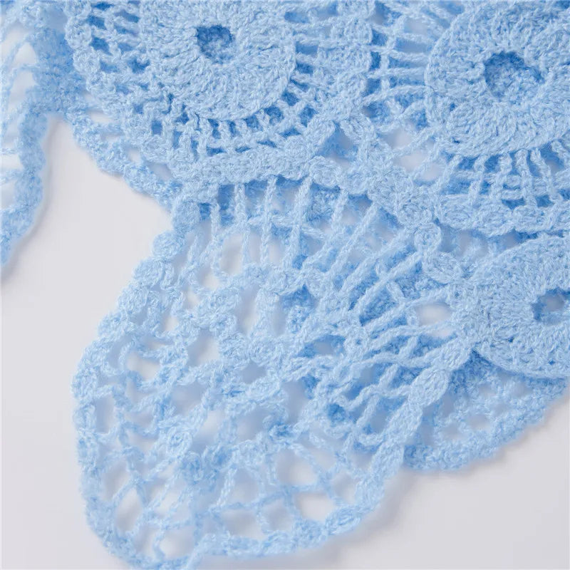 hirigin Sexy Women Crochet Swimsuit Coverups Slim U Neck Hollow Out Sleeveless Irregular Hem Mini Summer Beach Dress