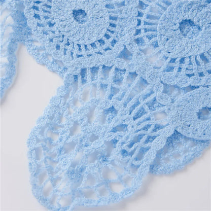hirigin Sexy Women Crochet Swimsuit Coverups Slim U Neck Hollow Out Sleeveless Irregular Hem Mini Summer Beach Dress