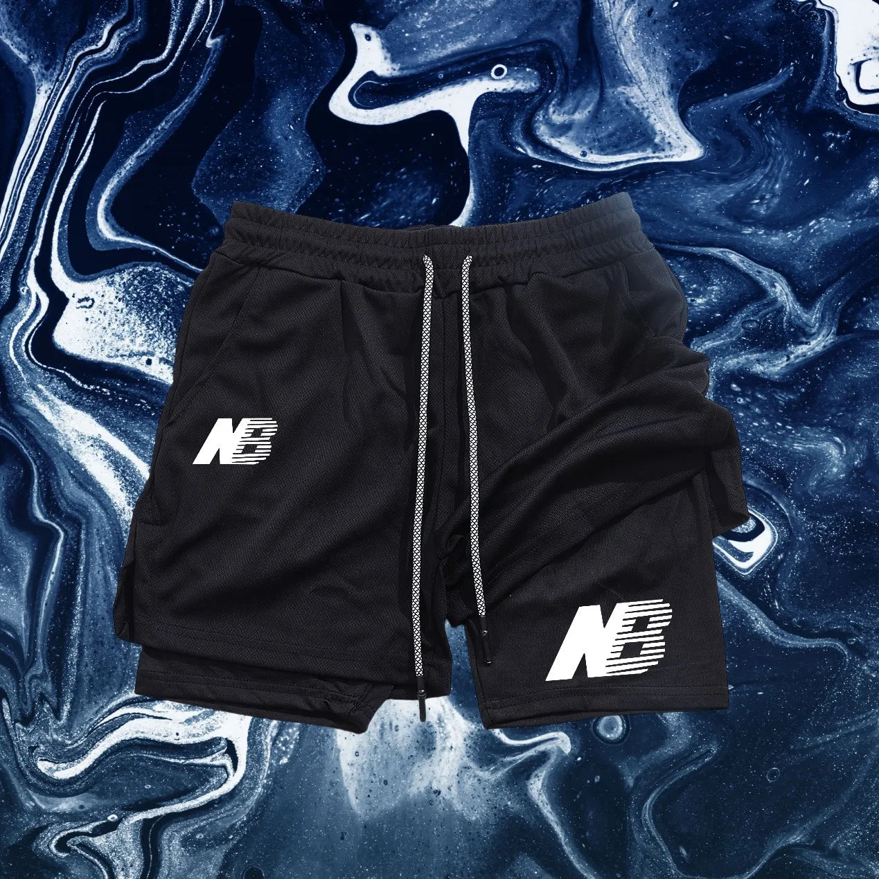 Men's Fashion Sports Shorts Four Seasons Running Sportswear Tight Double Layer 2-in-1 Sports Shorts