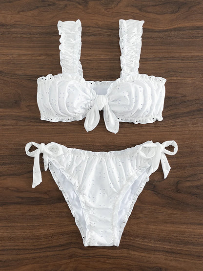 Schiffy Knot Front Tie Side Bikinis 2026 White Swimsuit Women Swimwear Female Sexy Bathers Bathing Swimming Swim Suit Beachwear
