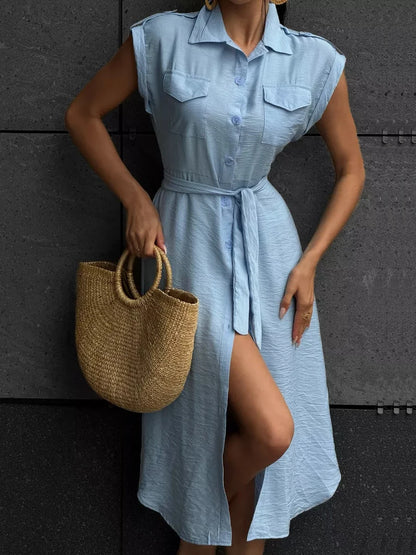 Women's Long Summer Dress Vintage A-line Casual Light Midi Dress Short Sleeve  Elegant Blue Green Dress for Women 2025