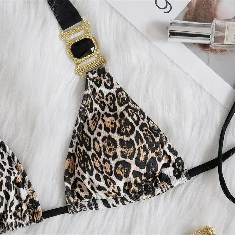 2026 Shiny Rhinestone Diamond Bikini Women Swimsuit Female Swimwear Two Pieces Bikini Set Halter Metal Chains Bathing Suit Swim