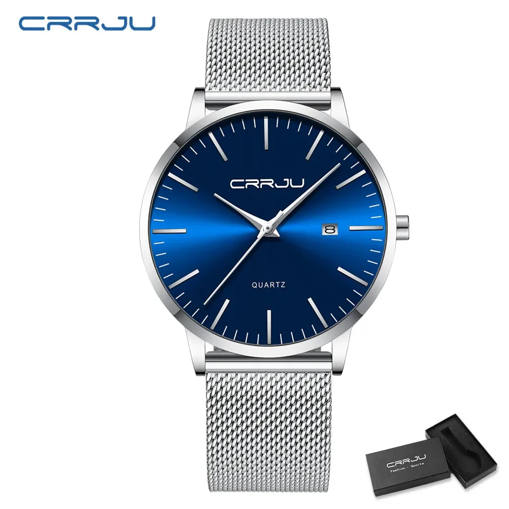 Watch for Men, Stainless Steel 40mm with Mesh Strap Mens Watches,Classic Ultra Slim 7mm Men's Wrist Watches Automatic Minimalist