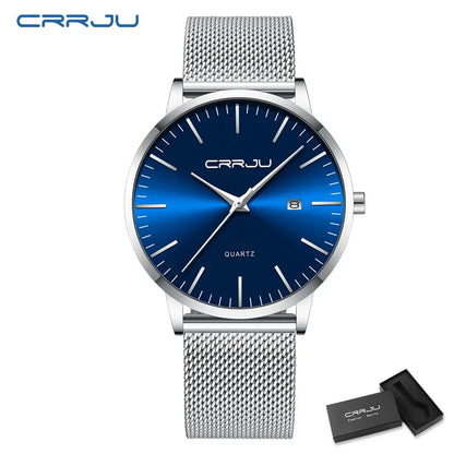 Watch for Men, Stainless Steel 40mm with Mesh Strap Mens Watches,Classic Ultra Slim 7mm Men's Wrist Watches Automatic Minimalist