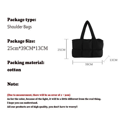 Women Tote Handbags Quilted Plaid Bag Retro Trendy Checkered Waterproof Shoulder Bag Solid Color Winter Soft Large Capacity Bags