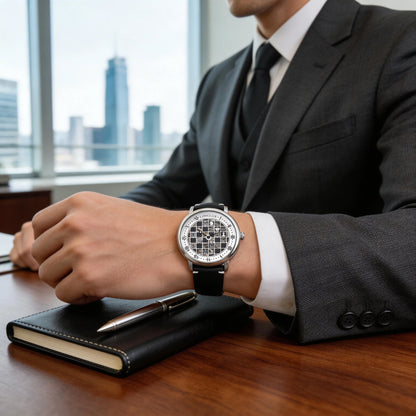 Men automatic watch chess checjerboard mechanical watches waterproof vintage business luminous skeleton leather gift for you