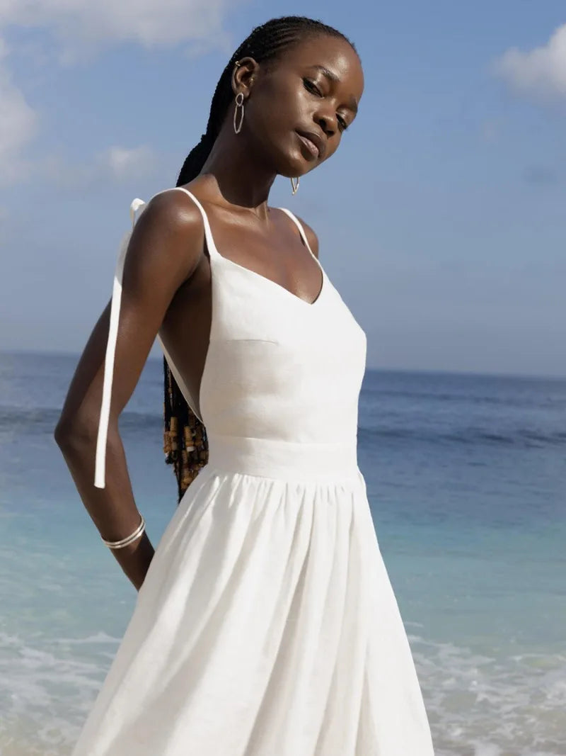 TARUXY Sexy Backless Beach Dress For Women V Neck Splice Folds Long Dresses Womens Party Elegant Bandage Maxi Sundress Female