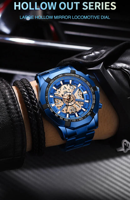 BINBOND S033 Luxury Hollow Non-Mechanical Business Quartz Men Watches 30M Waterproof Trendy Hollow Design Classics Men Watches