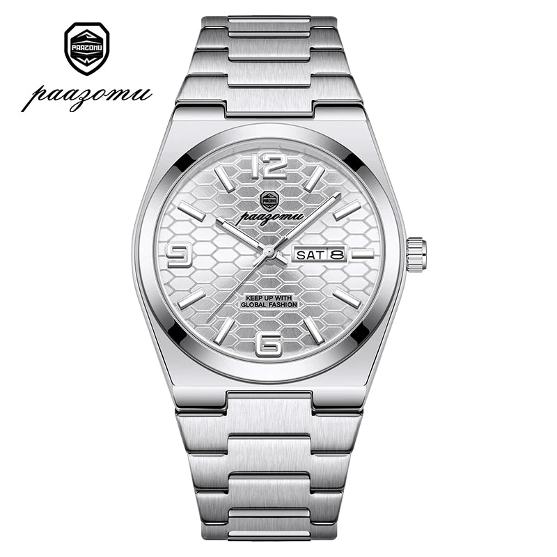 PAAZOMU Casual Man Watch Fashion Exquisite Men Wristwatches Waterproof Luminous Date Stainless Steel Quartz Men's Watches Reloj