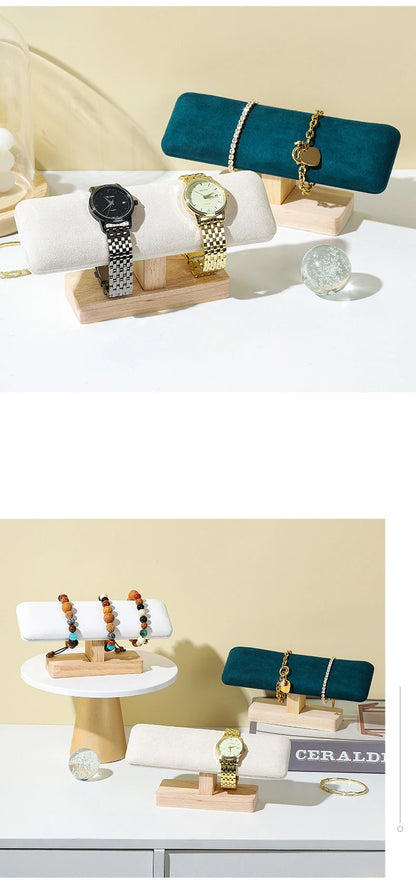 1Pc Wooden Watches Display Stands Base Watch Necklace Bracelet Organizer Rack Bangle Scrunchie Headband Showcase Stands