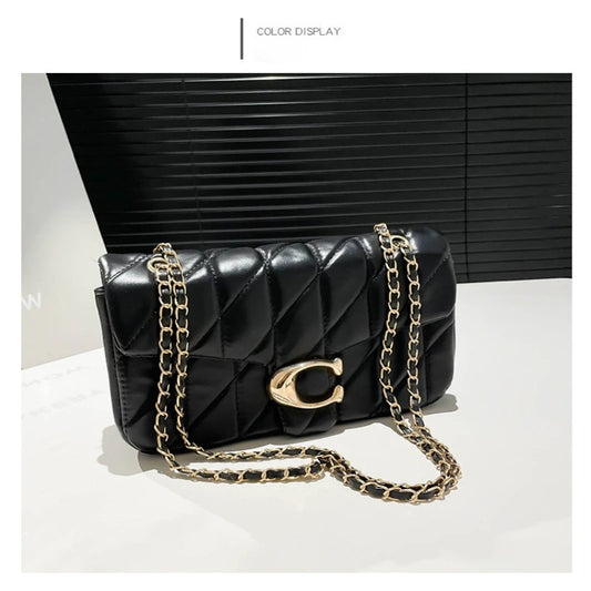 Cross-border rhombic embroidered shoulder bag chain messenger bag fashion classic underarm high-quality ladies small bag