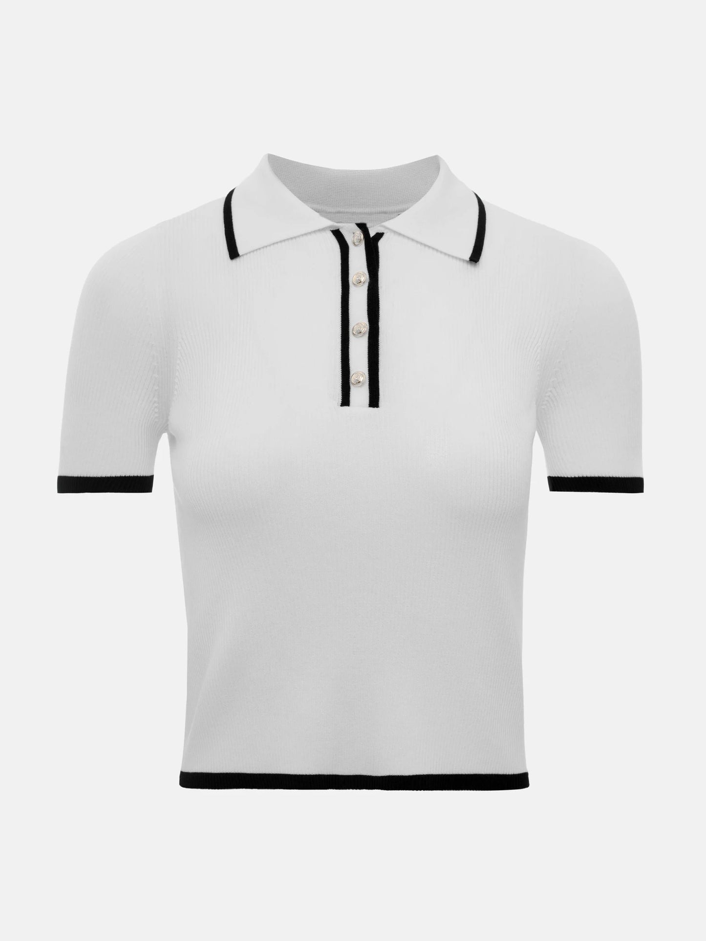 Tossy Knit Sweater Pullover Women Short Sleeve Patchwork Slim Lapel Elegant Contrast Knitwear Top Female Skinny Ribbed Pullover