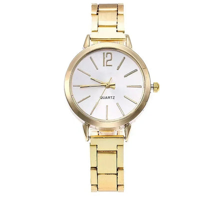 2pcs Set Watch Luxury Women Simple Dial Hollow Strap Fashion Gold Bracelet Quartz Wristwatch Student Ladies Watches Reloj Mujer