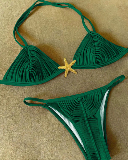 2025 New Five-pointed Star Brazilian Bikini Swimwear Women's Braided Rope Swimsuit Two Piece Set Female Sexy Mujer Beachwear