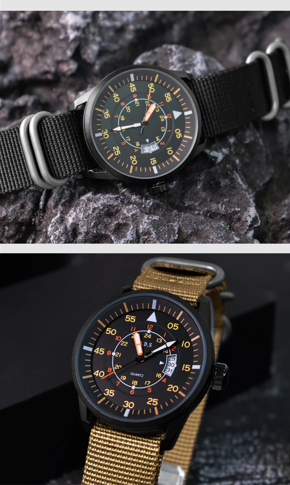ADDIESDIVE Men Luminous Watch 5Bar Waterproof High Quality Nylon Strap Wristwatch Men Quartz Wirst Watches Relogio Masculino