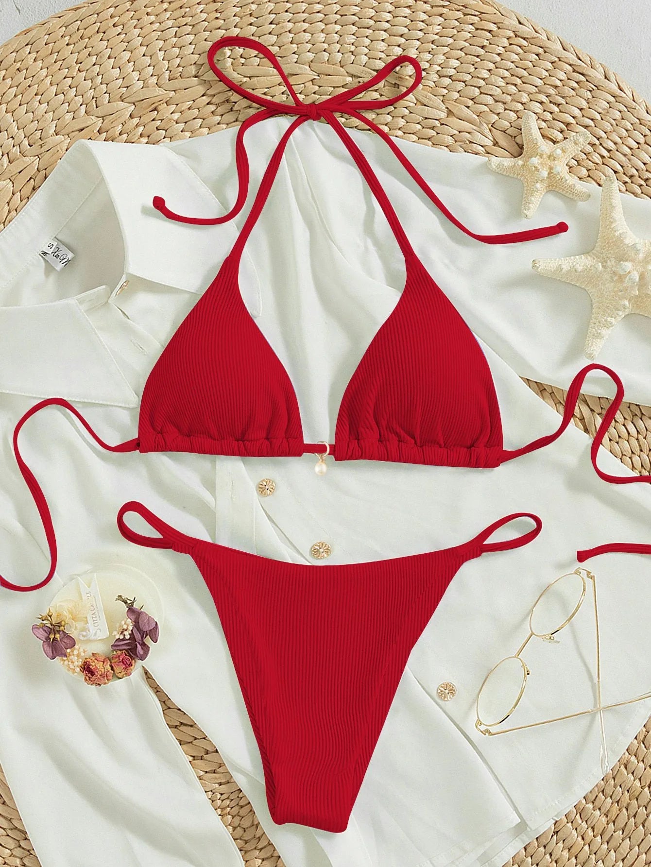 "2026 New Triangle Bikini Set - Floral Print Push Up Swimsuit & Brazilian Bottoms"