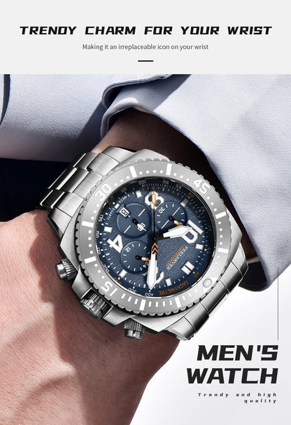 FEELNEVER New Diver Quartz Watch for Men 316L Stainless Steel Sapphire Big Dial Watch Men Outdoor 1000M Waterproof Men's Watches