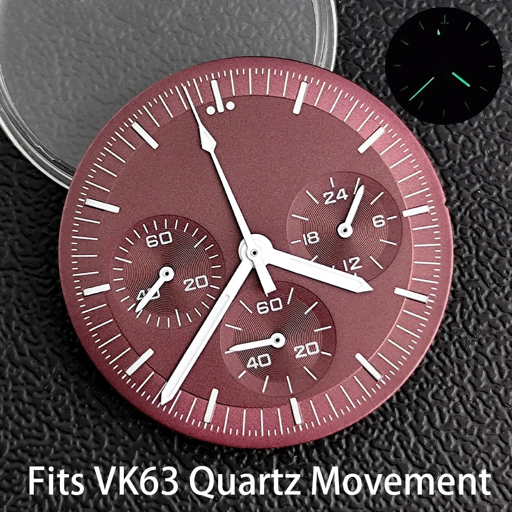 39.7mm Case Watches Metal Case Fits VK63 Movement Accessories Sapphire Glass Equipped With Bezel And Strap VK63 Dial